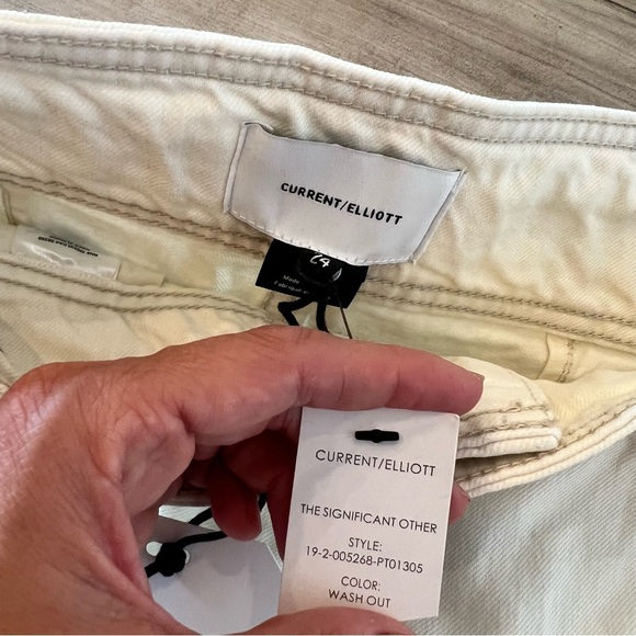 CURRENT ELLIOTT The Significant Other Wash Out Cream Wide Leg Trouser Jeans NWT - Picture 6 of 6